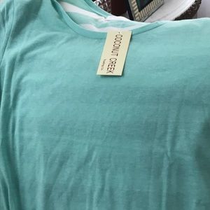 Coconut creek green striped shirt size L